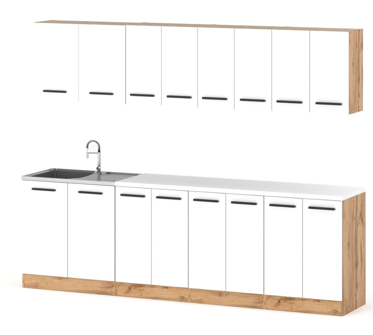 Nova Kitchen Muza 260 cm — Vit med vitrinskåp